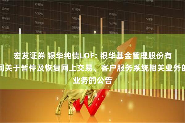 宏发证券 银华纯债LOF: 银华基金管理股份有限公司关于暂停及恢复网上交易、客户服务系统相关业务的公告