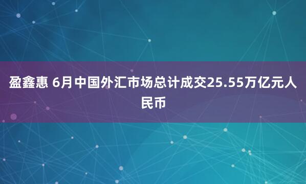 盈鑫惠 6月中国外汇市场总计成交25.55万亿元人民币